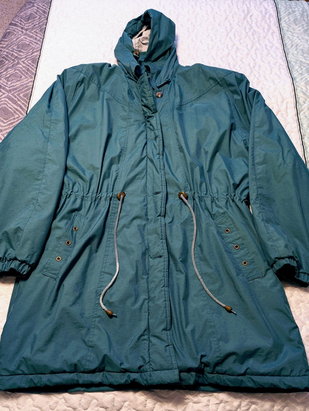 Vintage Size 14 Tall Monica Gray Hunter Green Long Coat
